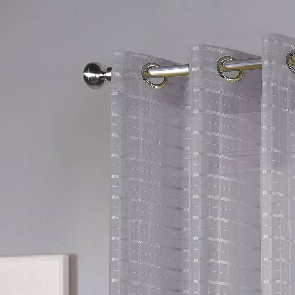 Angle. RT Designers Collection - RT Designers Collection Wanda Box Voile Light Filtering One Grommet Curtain Panel 54" x 90" Charcoal - Charcoal.