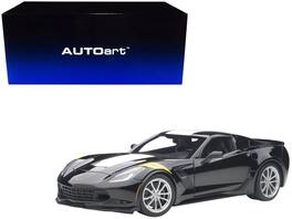 2017 Chevrolet Corvette C7 Grand Sport Fender Hash Marks 1/18 Model Car by Autoart - Black With White Stripe And Yellow