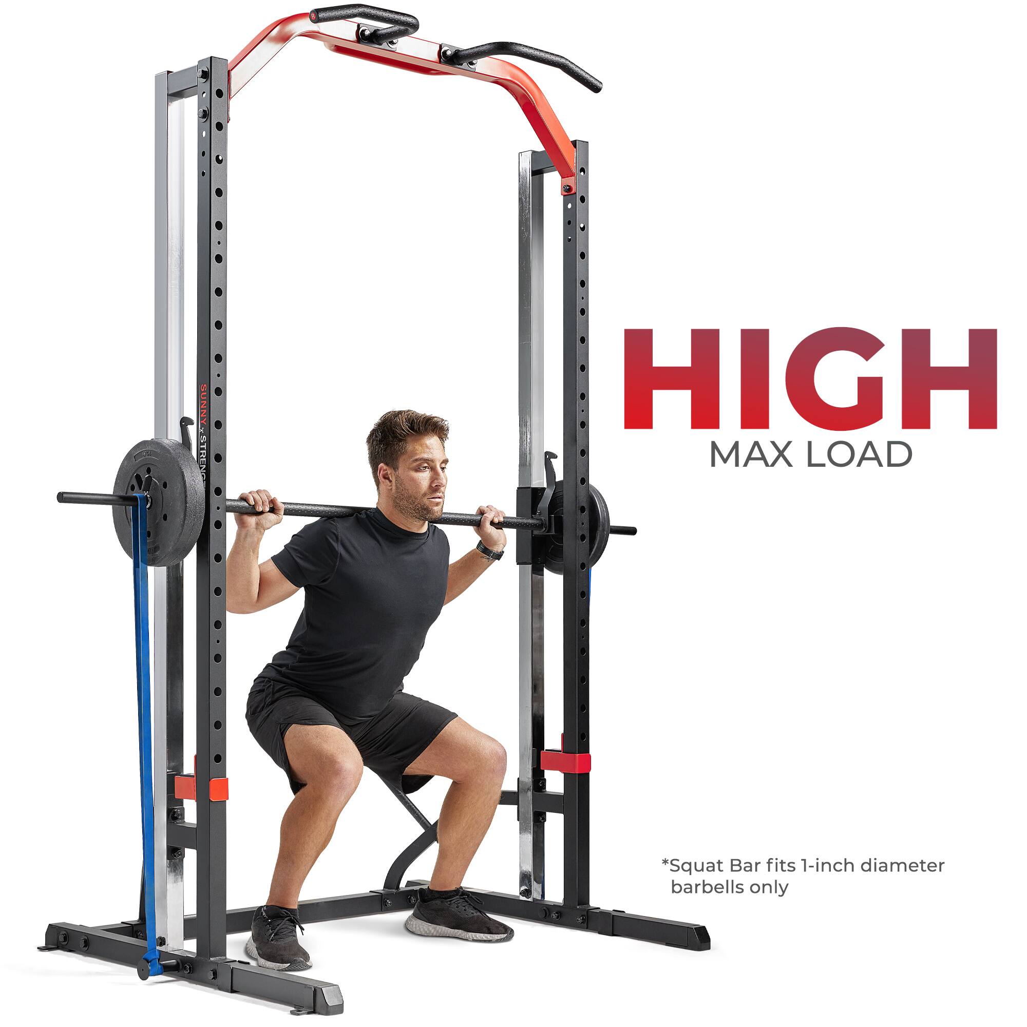 HIGH MAX LOAD
*Squat Bar fits 1-inch diameter barbells only