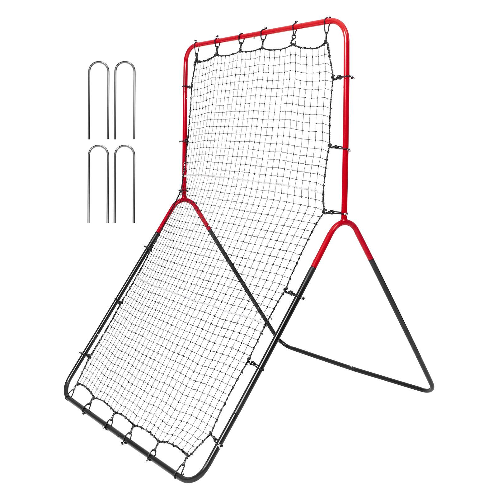 Alt View 5. VEVOR - Baseball And Softball Rebounder Net, 3 x 4.5 ft PitchBack Baseball Pitching Nest, 3-Way Baseball, Softball Pitchback Net - Red + black.