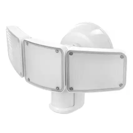 Front. Home Zone Security - Home Zone Security ES00937G 3500 Lumen LED Motion Sensor Light, Outdoor, Triple Head, 5000K Bright White.