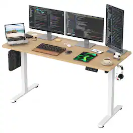 APRILSOUL - Electric Standing Desk Adjustable Height Sit Stand Home Office Splice Board - Brown
