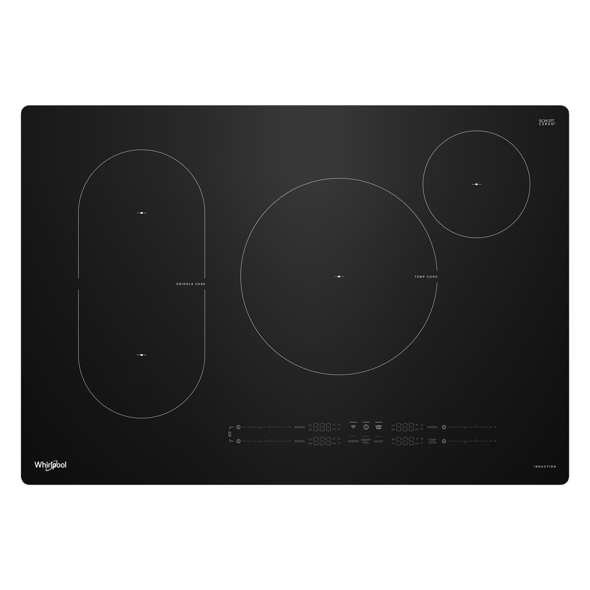 Whirlpool - 30" Electric Induction Cooktop with Temp Cook Technology - Black - Front_Zoom