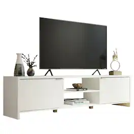 Madesa - TV Stand Large Media Console with Cable Management 70"L Media Storage - White