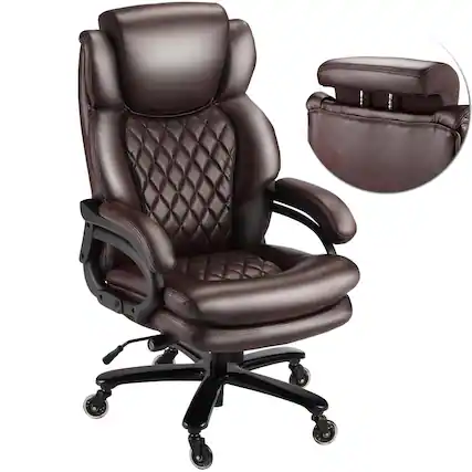 Front. Forest'nSky - Big & Tall Office Chair - 500lbs Capacity Executive Chair with Wide Seat & 360° Swivel - Brown.