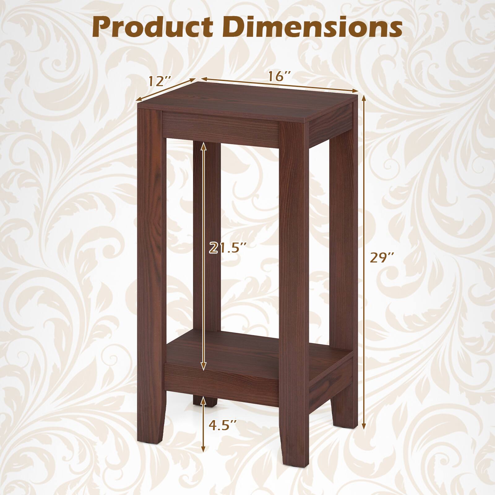 Product Dimensions: 12" x 16" x 21.5" x 29" x 4.5"