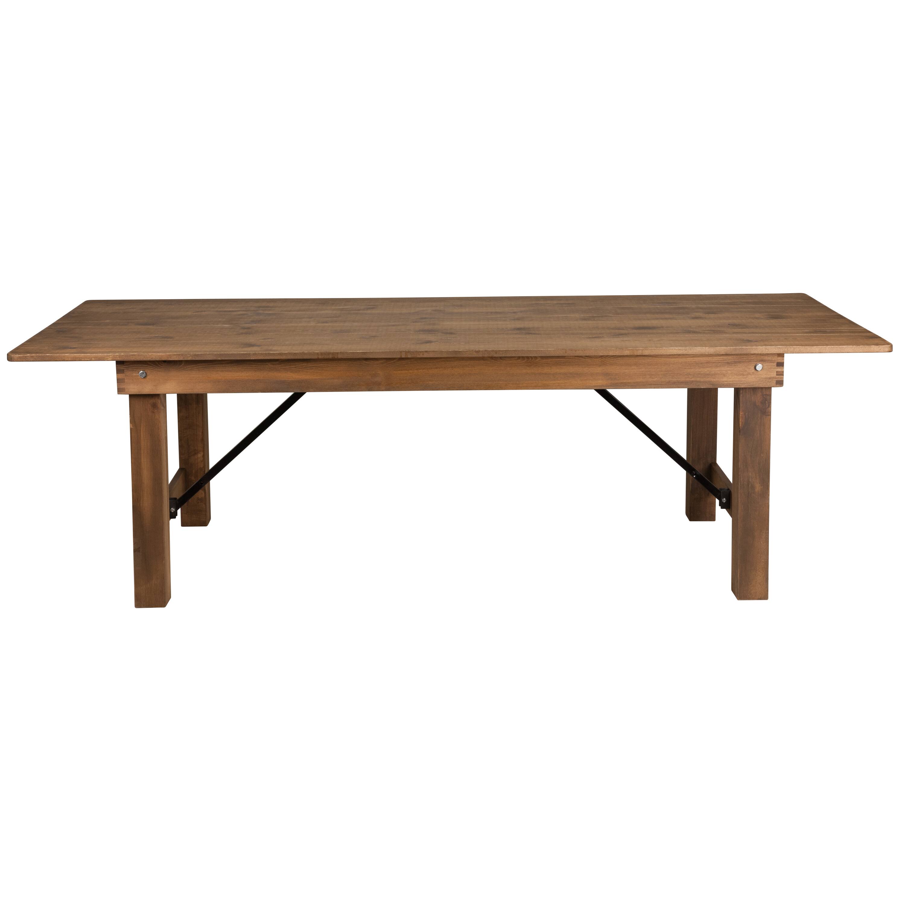 Alt View 11. Alamont Home - Hercules 8' x 40" Rectangular Antique Rustic Solid Pine Folding Farm Table - Antique Rustic.