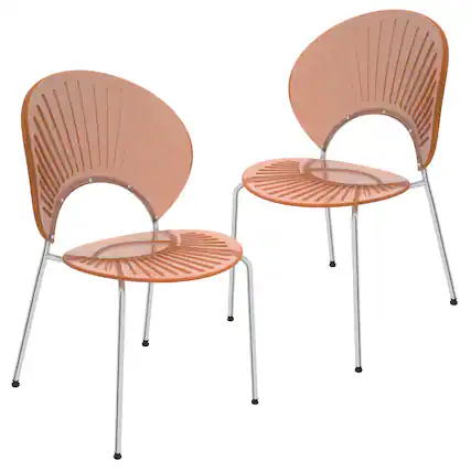 Front. LeisureMod - Opulent 2-PCS Modern Plastic Dining Chair, Stackable Shell Accent Chair with Chrome Base & Protective Floor Glides - Amber.