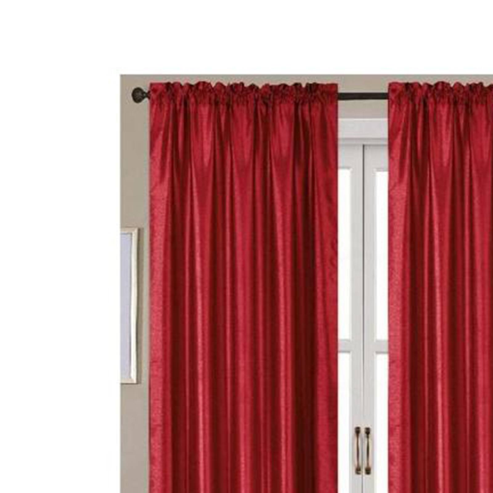 Left. RT Designers Collection - RT Designers Collection Nikki Faux Silk Rod Pocket Curtain Panel - 54 x 95 Red - Red.
