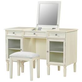 Ecooso - 2-in-1 Vanity Desk with Flip-Top Mirror, Drawer and Cabinet, Multi-Functional for Study and Living - White Oak
