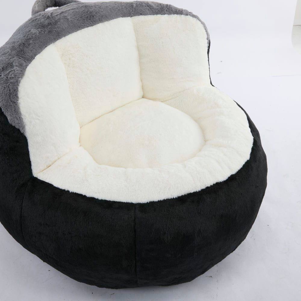 Alt View 8. Resenkos - Oversized Bean Bag Chair, Multicolor Faux Fur Couch Filled with Sponge, Large Lounger Sofa, Black White Grey - Multicolor.