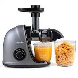 Costway - Cold Press Juicer Machine, 95%High Yield Slow Masticating Juicer with 2-Speed Modes - Silver