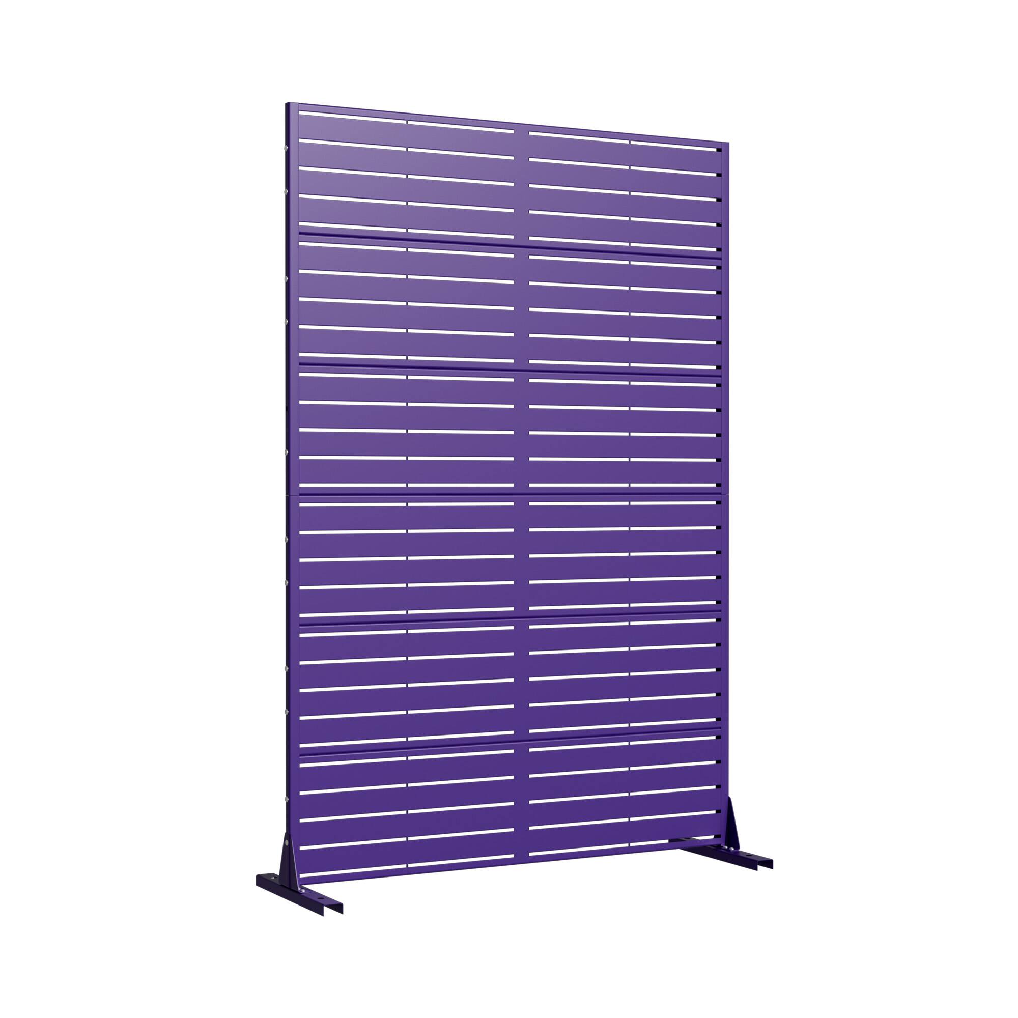 Angle. PexFix - 72 in. x 47 in. Louvered Pattern Metal Outdoor Privacy Screen & Panels, Freestanding Garden Divider Fence - Roland Purple.