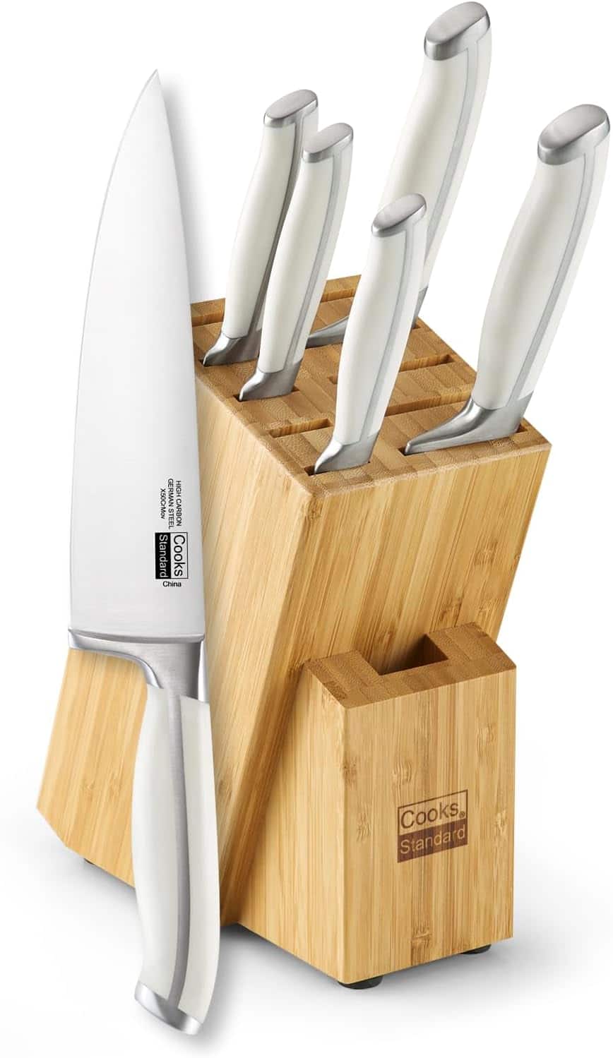 Cooks Standard - S Steel Forge High Carbon German Blade with Extra Slots Bamboo block, 6-Piece - White price history on PriceWatchPro