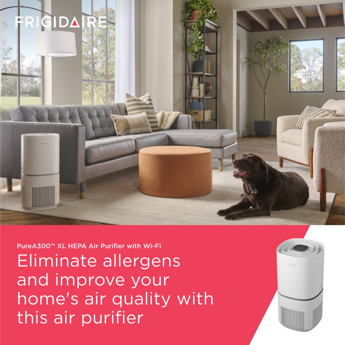 FRIGIDAIRE

PureA300™ XL HEPA Air Purifier with Wi-Fi

Eliminate allergens and improve your home's air quality with this air purifier