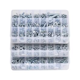 VEVOR - 2250 Pcs Bolts and Nuts Assortment Kit, Metric + Imperial Machine Screws and Flat Washers, Alloy Steel M3/M4/M5/M6/M8 - White