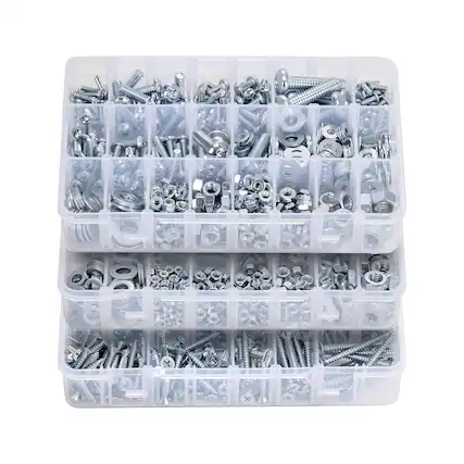 Front. VEVOR - 2250 Pcs Bolts and Nuts Assortment Kit, Metric + Imperial Machine Screws and Flat Washers, Alloy Steel M3/M4/M5/M6/M8 - White.