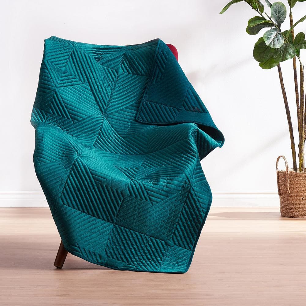 Greenland Home Fashions Barefoot Bungalow Riviera Velvet Accessory Throw - 50x60" - Teal