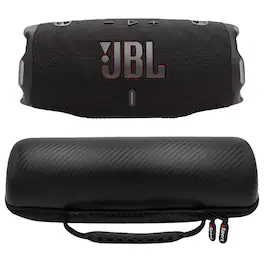 JBL - CHARGE 6 Waterproof Portable Speaker Bundle with gSport Carbon Fiber Case - Black