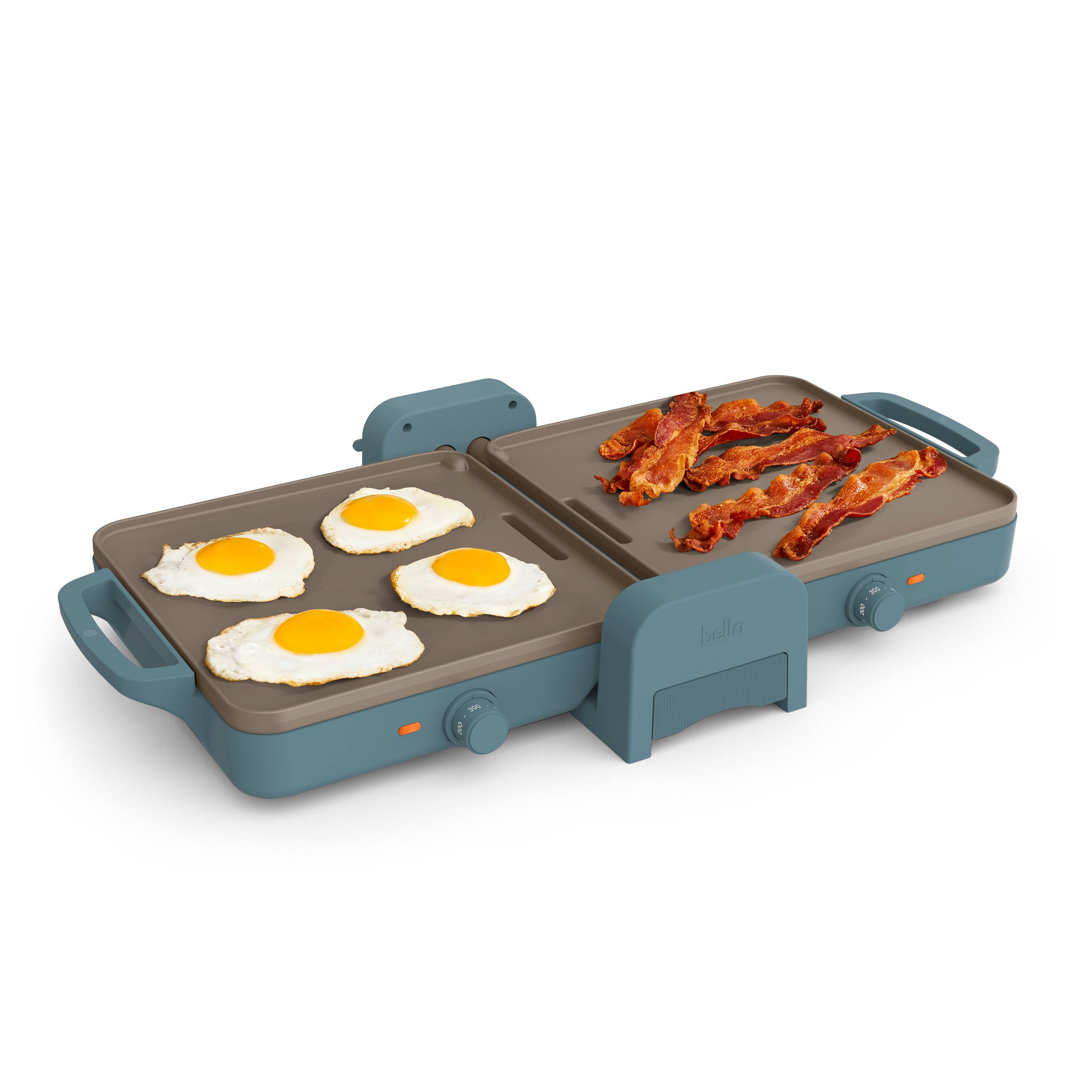 Front. Bella - Fits-anywhere Kitchenware: 10" x 20" Fold & Store Dual Temp Electric Griddle - Surf.