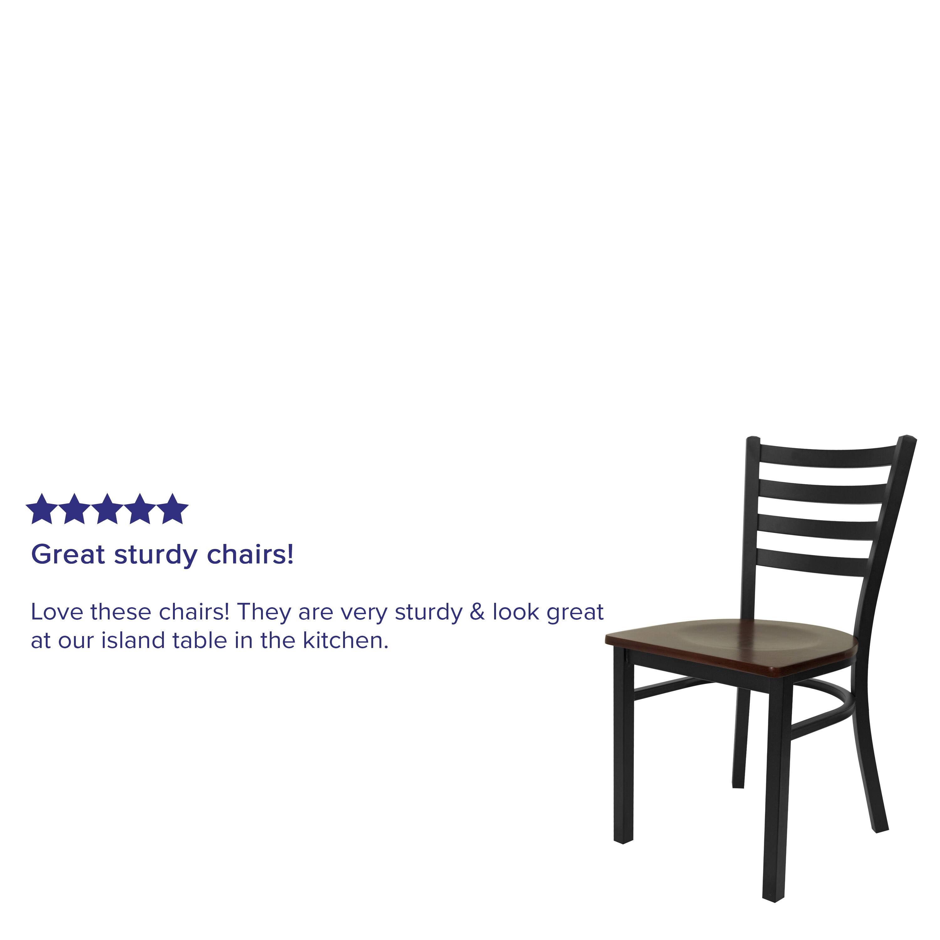 Great sturdy chairs! Love these chairs! They are very sturdy & look great at our island table in the kitchen.