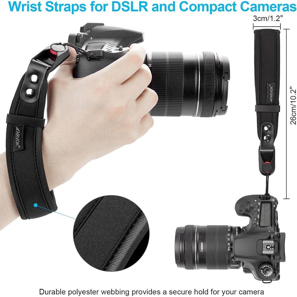 Wrist Straps for DSLR and Compact Cameras

3cm/1.2"

26cm/10.2"

Durable polyester webbing provides a secure hold for your camera
