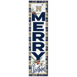 Jardine - Navy Midshipmen 12'' x 48'' Outdoor Christmas Leaner - White