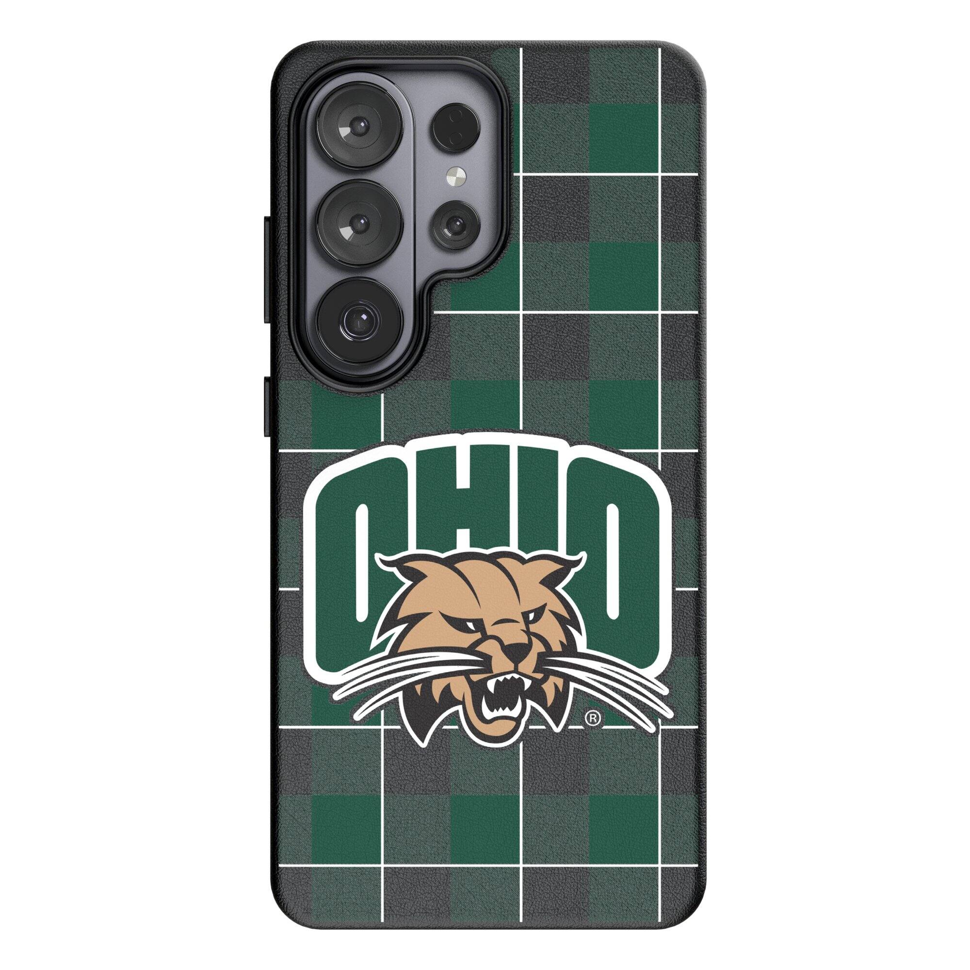 Front. Keyscaper - Ohio Bobcats Plaid Galaxy Magnetic Bump Case - S24 - Black.