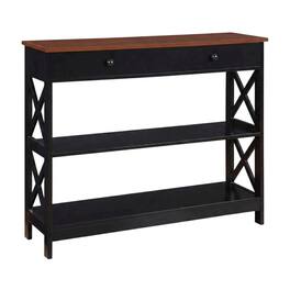 FurniFact - Wooden 1-Drawer Console Table with Shelves and Modern Design - Cherry/Black