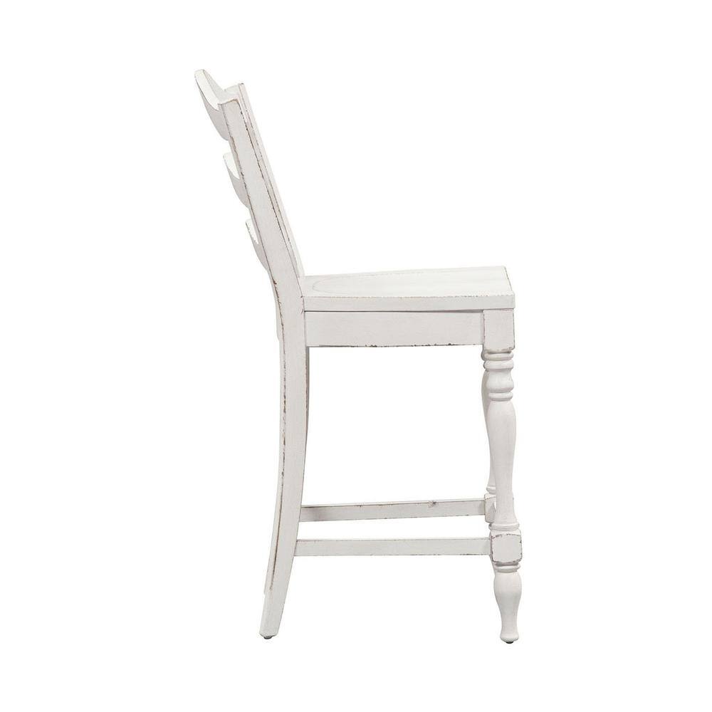 Alt View 3. Liberty Furniture Industries - Magnolia Manor Ladder Back Counter Chair (RTA)-Set of 2 in Antique White - White.