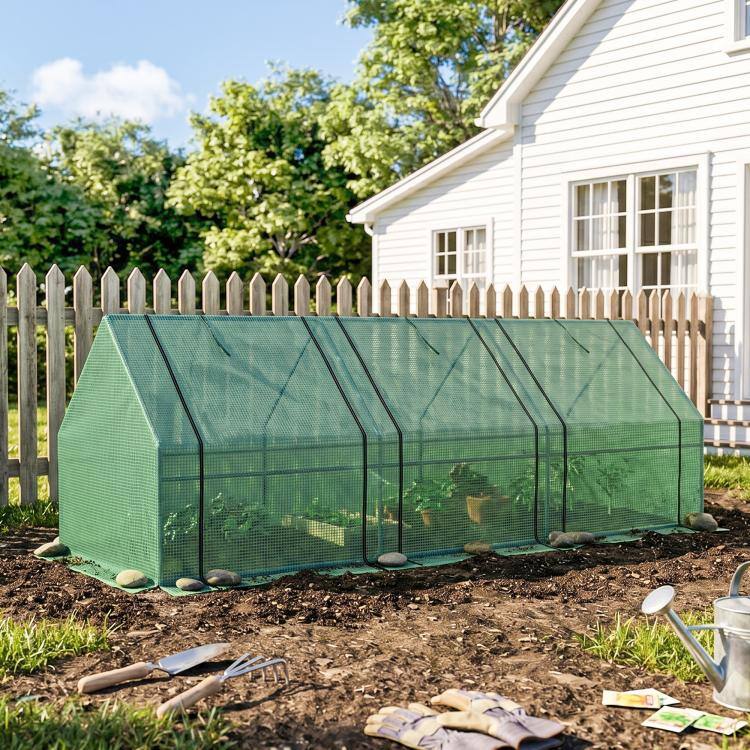 Alt View 9. PULUZ - 9' x 3' x 3' Portable Mini Greenhouse Outdoor Garden with Large Zipper Doors and Water/UV PE Cover - Green.