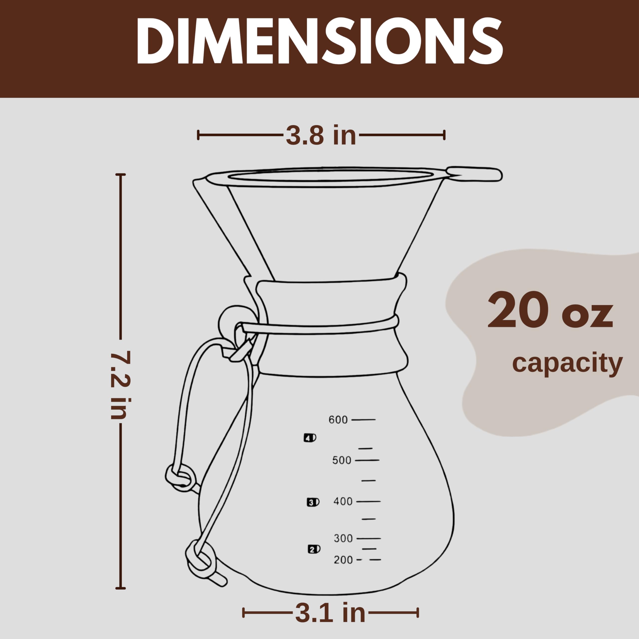 DIMENSIONS  
3.8 in  
7.2 in  
3.1 in  

20 oz capacity