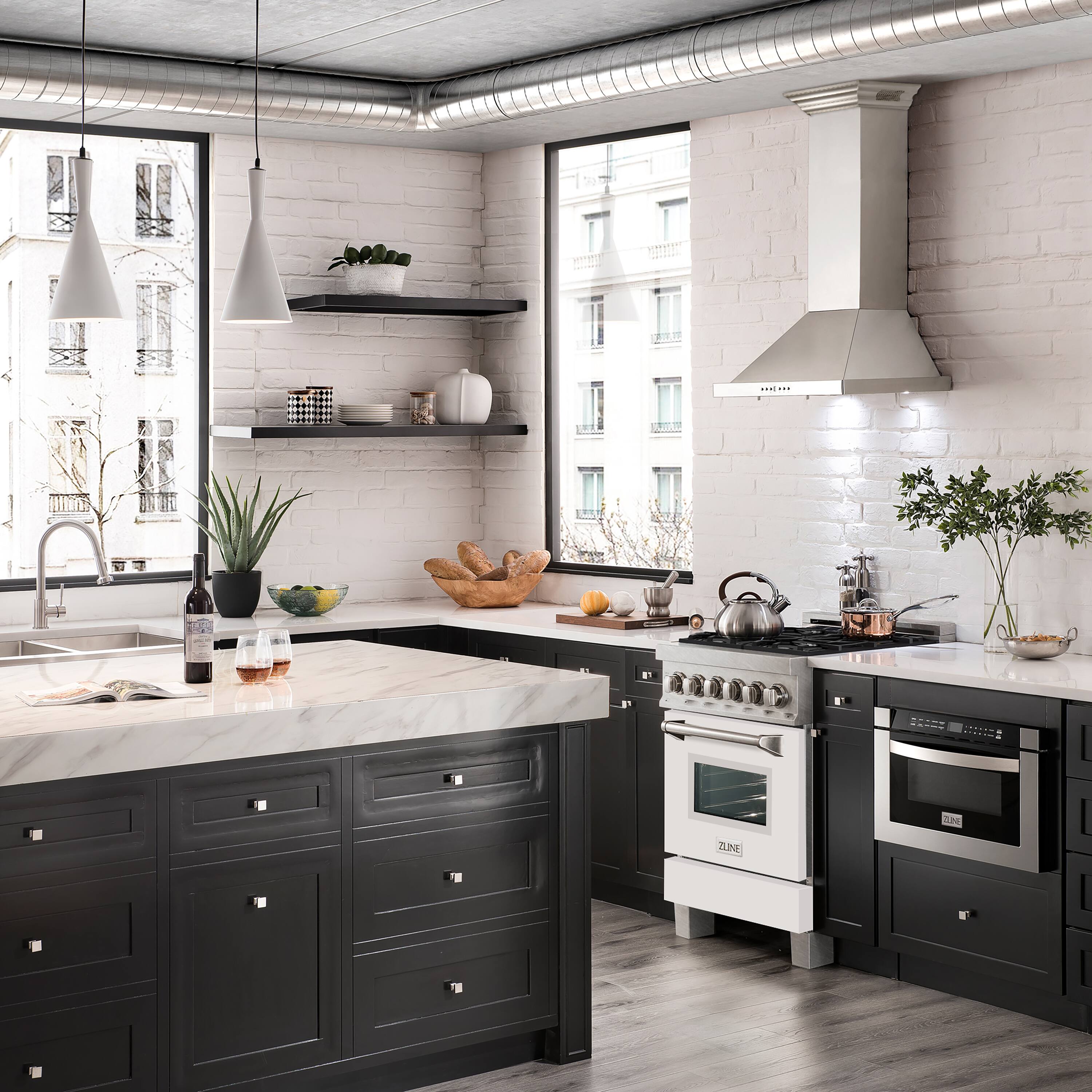 Alt View 13. ZLINE - ZLINE 24 in. Legacy Dual Fuel Range in Satin Stainless Steel w/ White Matte Door (RAS-WM-24) - Stainless steel.