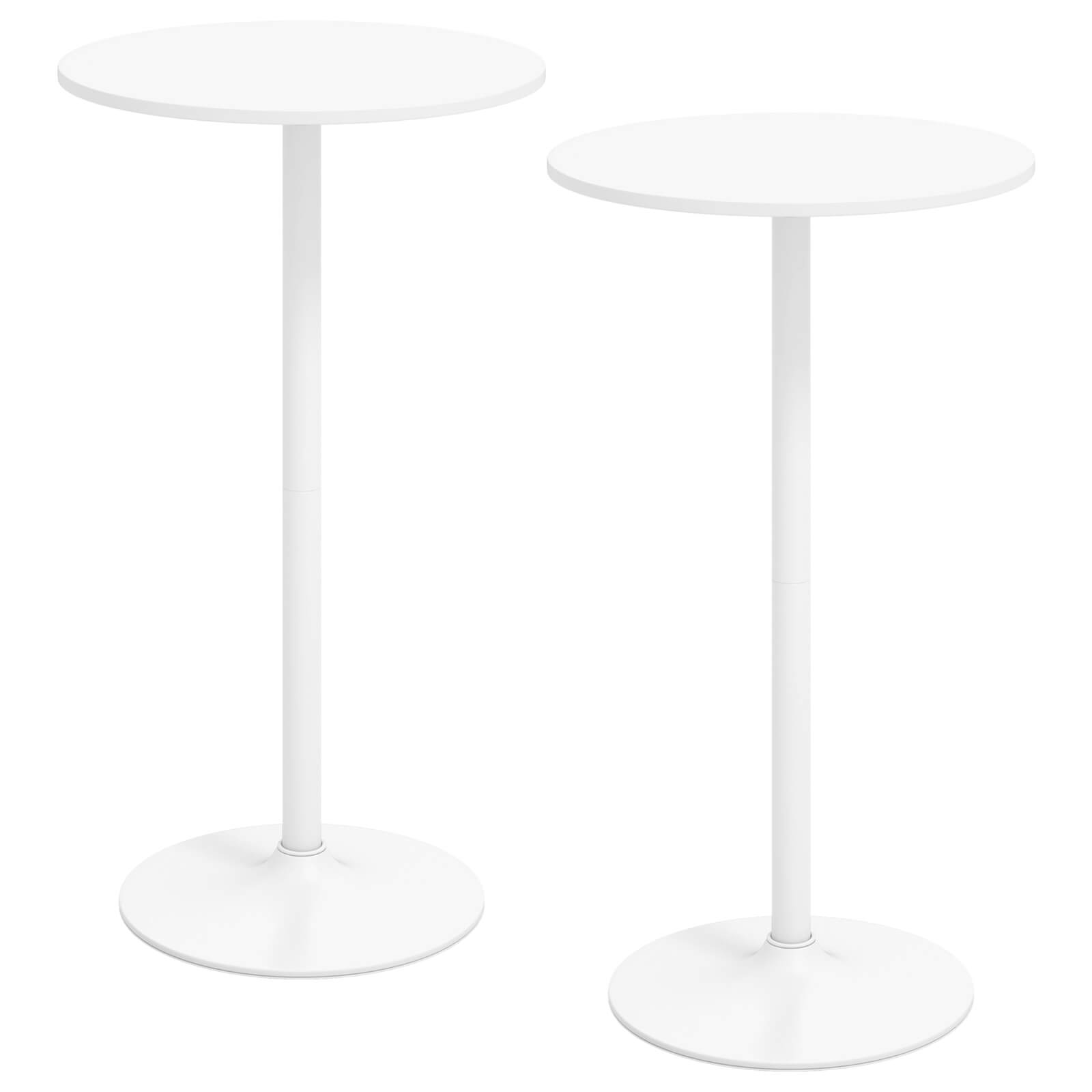 Front. Gymax - Gymax Round Bar Table Set of 2 w/Adjustable Height & Metal Base Modern Cocktail Table - White.