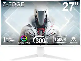 Z Z-Edge - UG27S- 27" 1080P Full HD 300 Hz 1 ms Curved Gaming Monitor, HDMI x 2, DP x 2, FreeSync Compatible - White