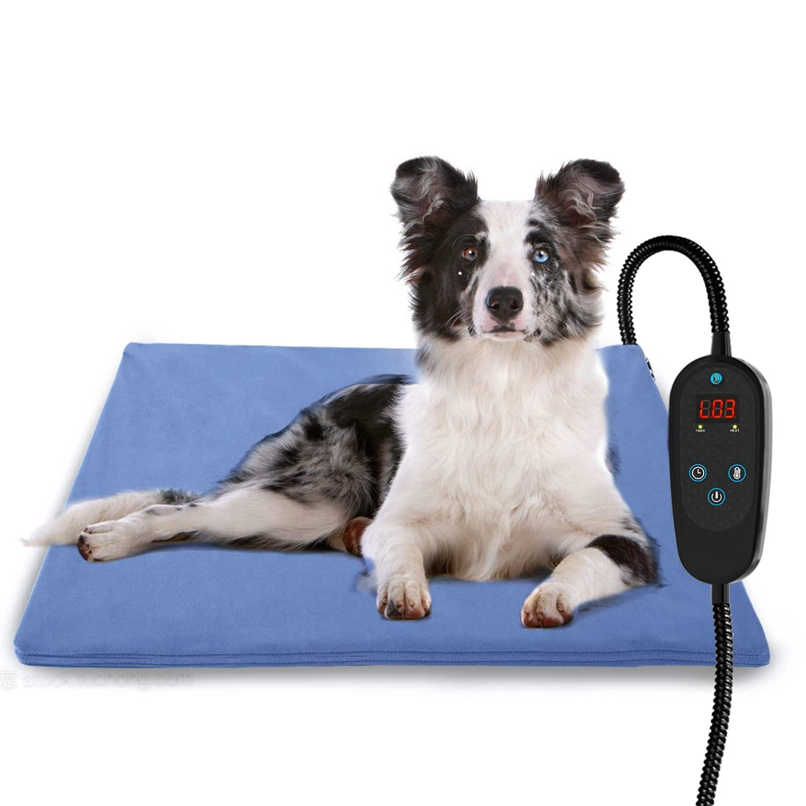 Reds Spade - Pet Heating Pad Temperature Adjustment Dog Anti bite Puppy With Timer Indoor Waterproof Warming Electric He - Blue L: 29.5'' x 17.7''