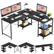 Front. Bestier - L-Shaped Reversible Corner Computer Desk with Storage Shelf - 60" wide - Black.
