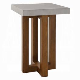 Manhattan Lane - Joshua End Table, Gray Faux Concrete Top, 16 Inch - Gray, Walnut Brown