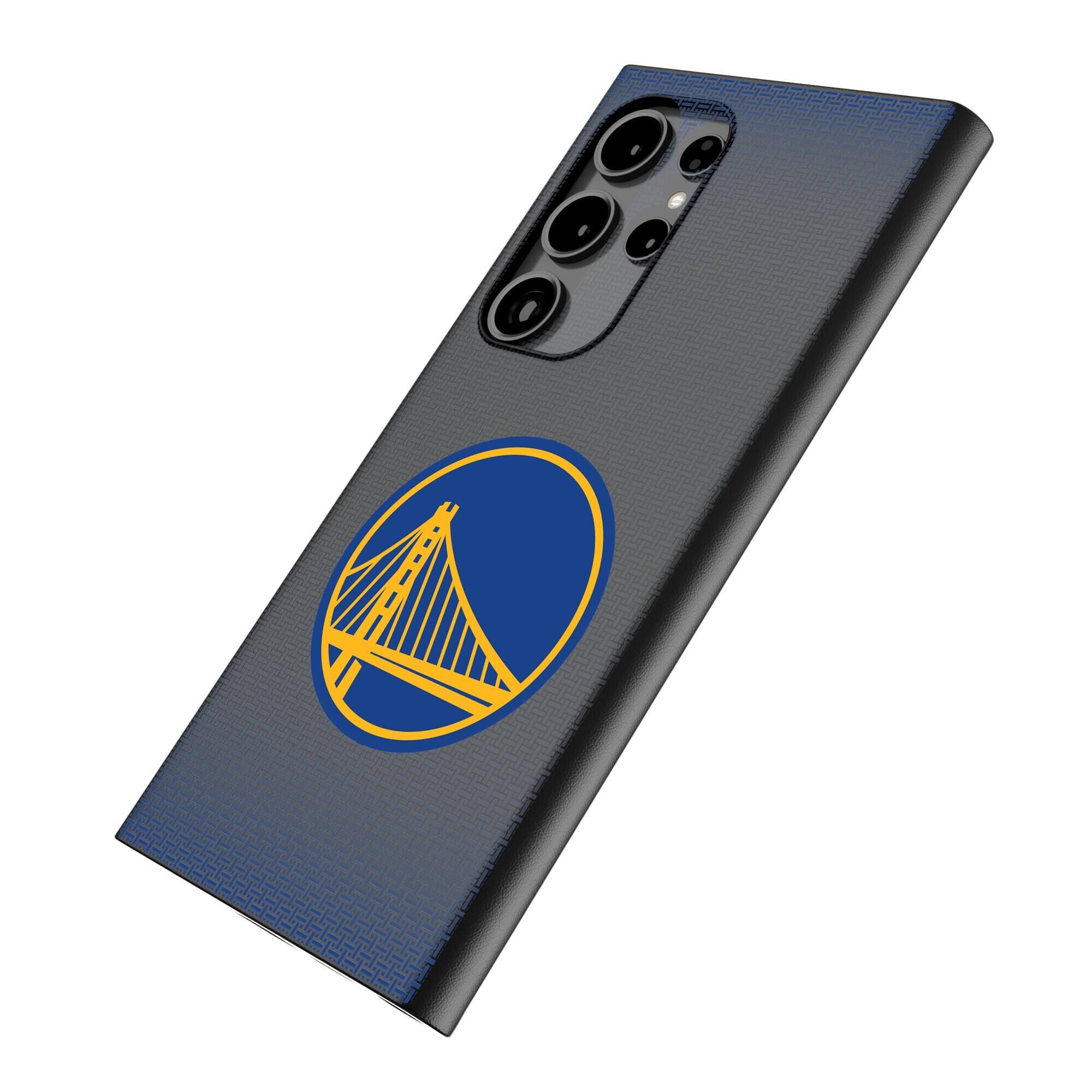 Alt View 1. Keyscaper - Golden State Warriors Linen Galaxy Magnetic Bump Case - S24 Ultra - Black.