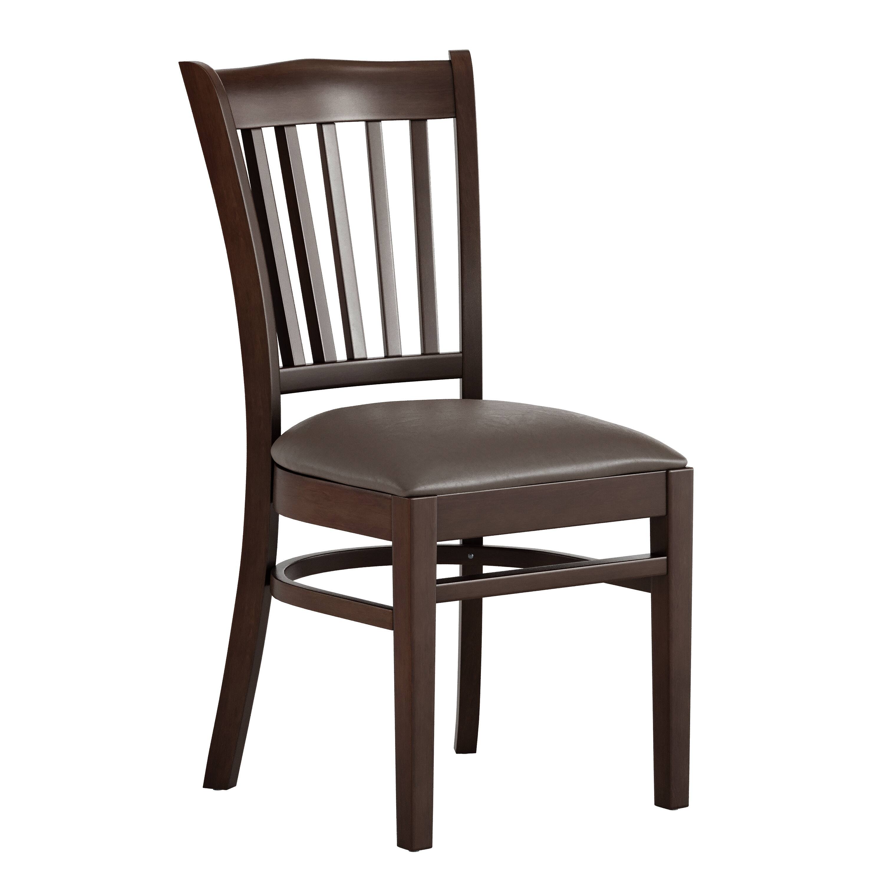Front. Emma + Oliver - Vertical Slat Back Wooden Restaurant Dining Chair - Mocha Vinyl Seat/Walnut Wood Frame.