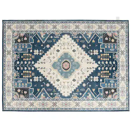 Front. Costway - Costway Area Rugs 5'4" x 6'7" Faux Wool Fabric Doormat Home Carpet Living Room Bedroom - Multicolor.