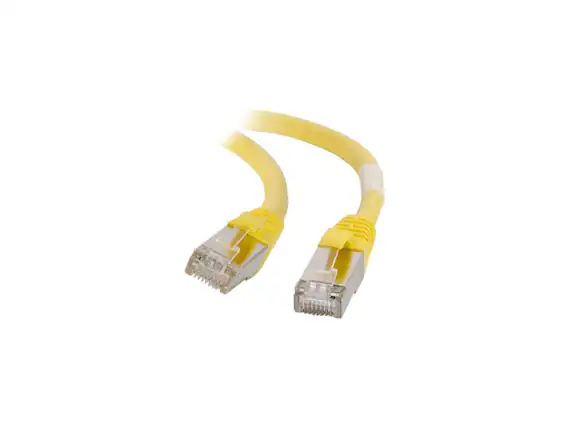 Front. Cables to Go - C2G 15ft Cat6 Shielded STP Network Cable - Yellow, Gold Plated.