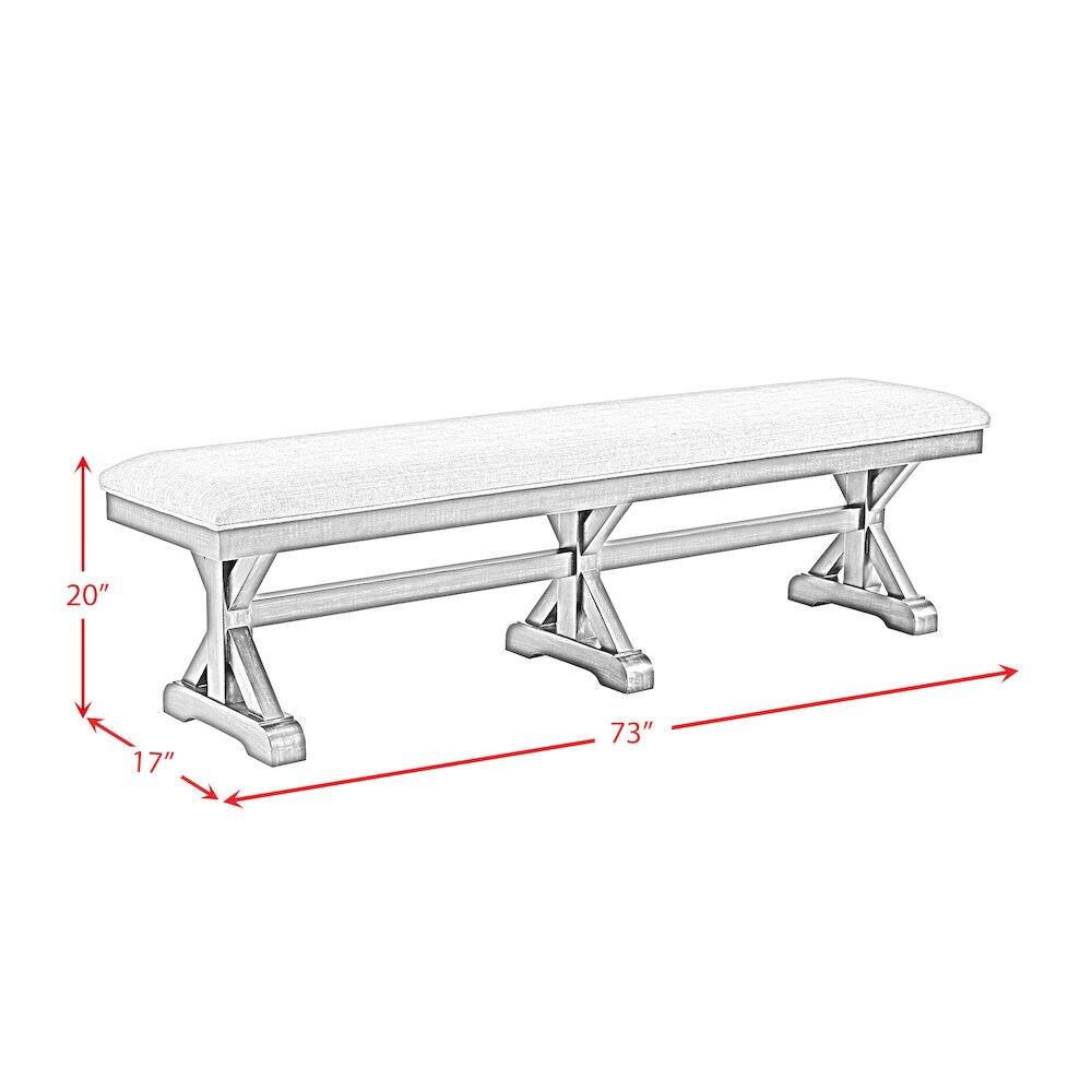 Picket House Furnishings - Johnshaven Dining Bench with Light Grey Fabric - Espresso price history on PriceWatchPro