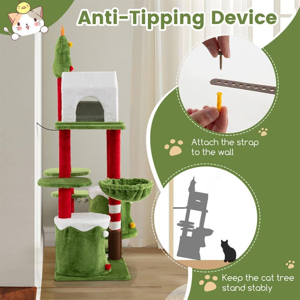 Anti-Tipping Device

Attach the strap to the wall

Keep the cat tree stand stably