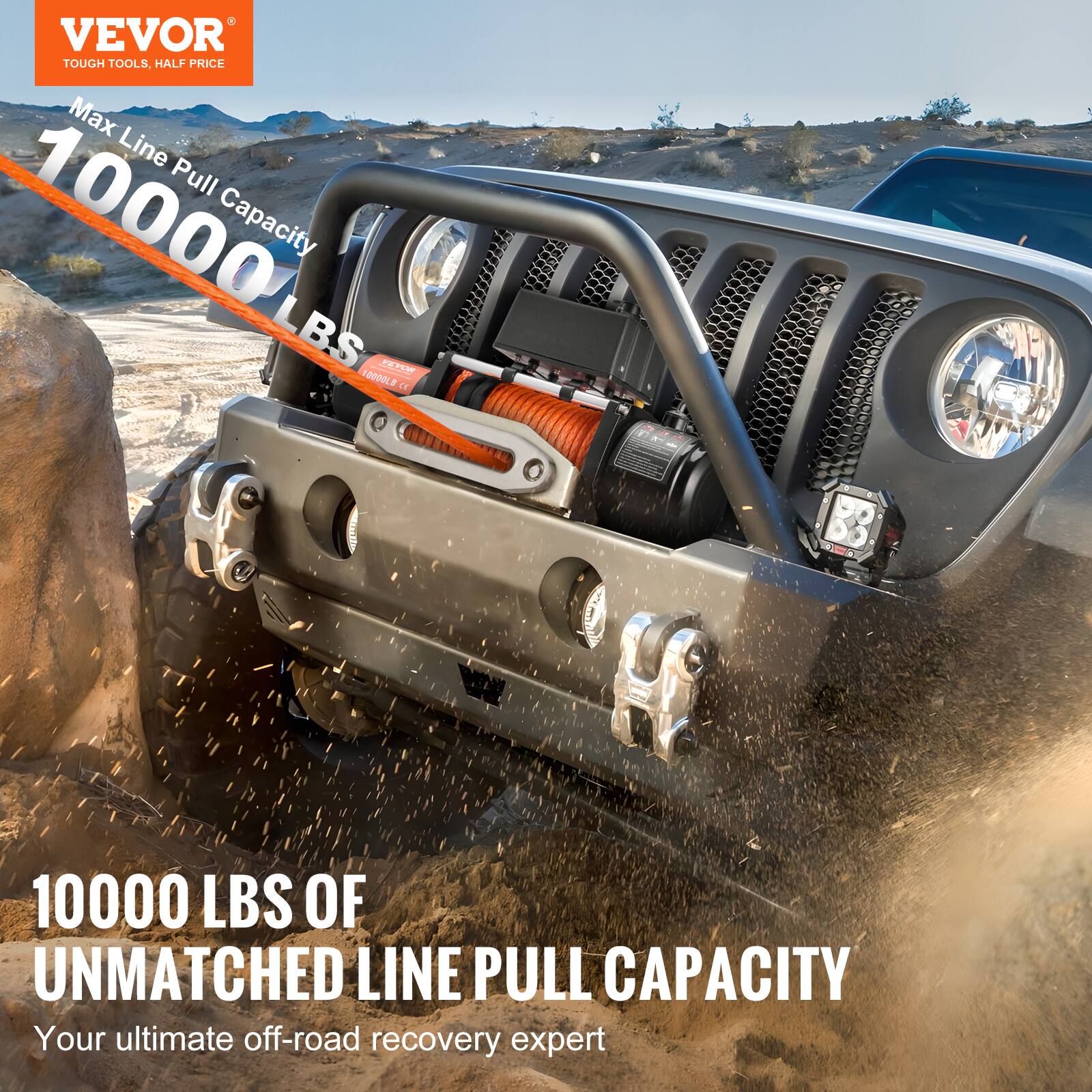 VEVOR TOUGH TOOLS. HALF PRICE Max Line Pull 10000LBS Capacity
10000 LBS OF UNMATCHED LINE PULL CAPACITY
Your ultimate off-road recovery expert