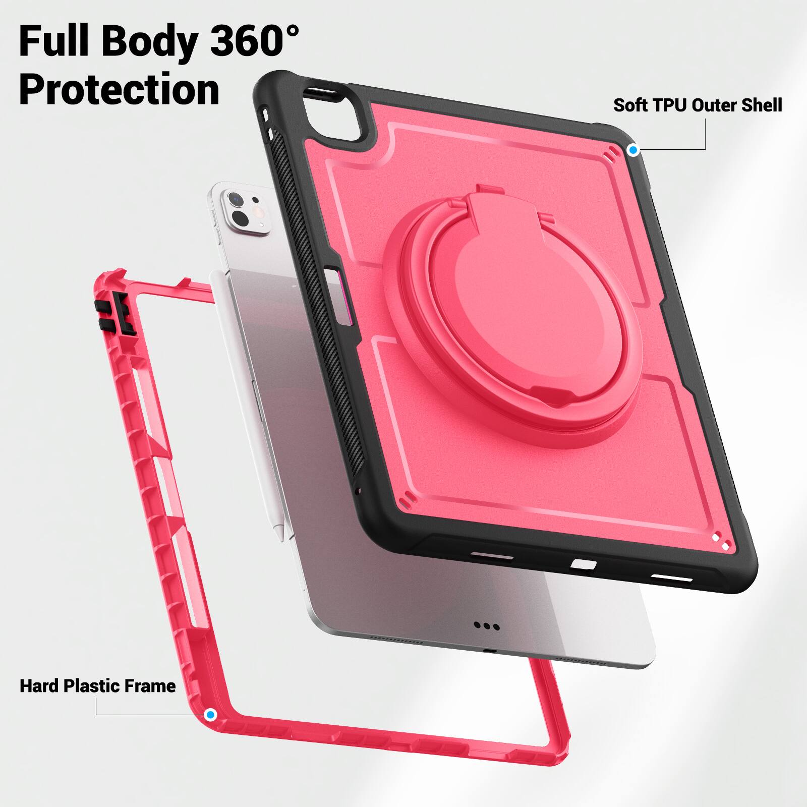 Full Body 360° Protection  
Soft TPU Outer Shell  
Hard Plastic Frame