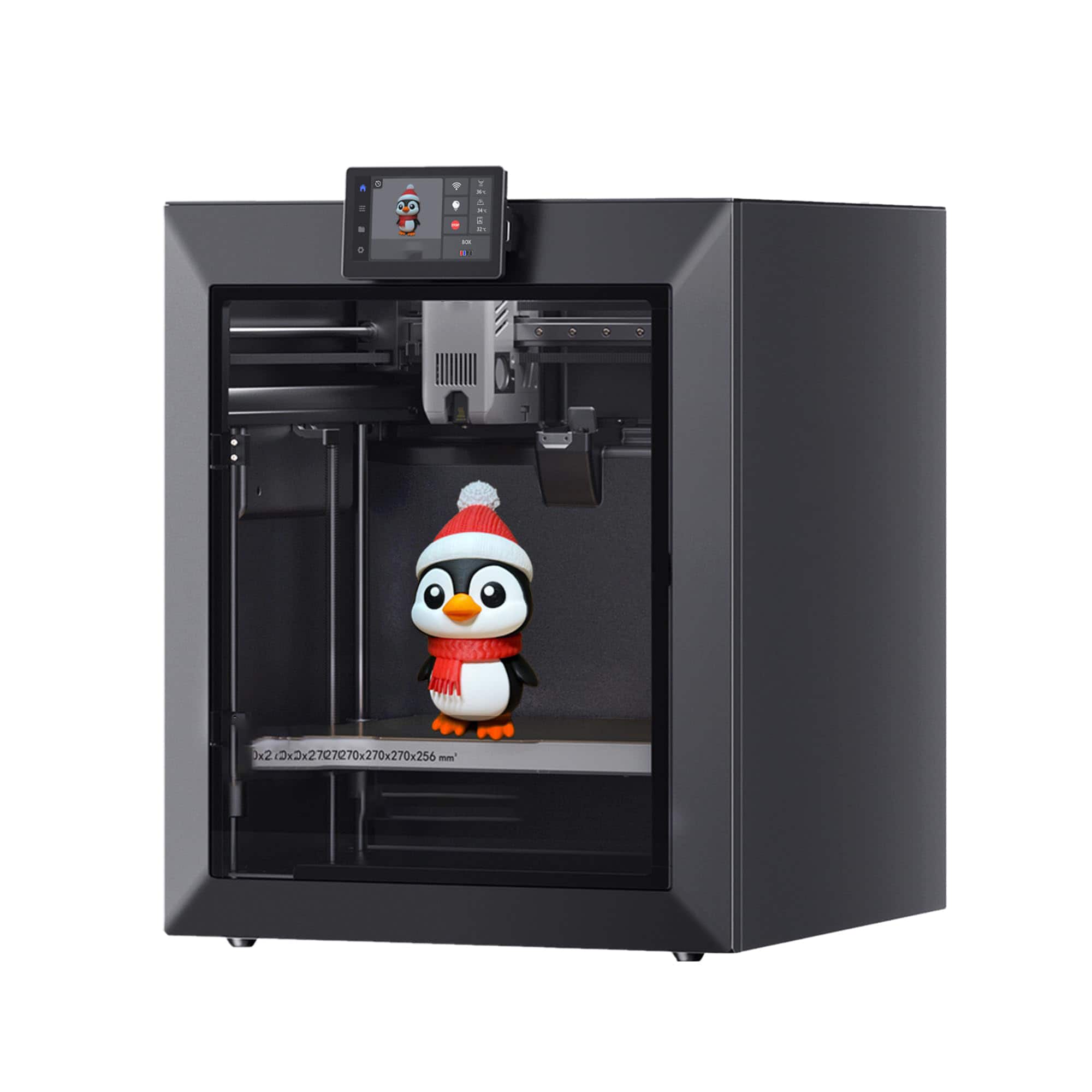 GlowWise - Enclosed high-speed 3D printer with auto-leveling, 600mm/s speed, large 270³mm volume, and 370℃ hotend for experts.