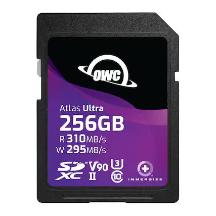 OWC Atlas Ultra 256GB
R 310MB/s
W 295MB/s
SD™ V90 XC II
3 U
10 C
INNERGIZE