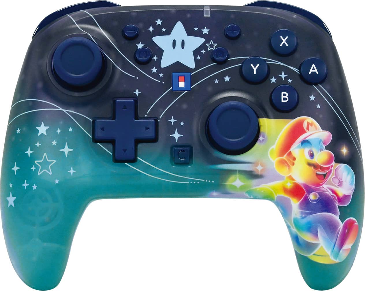 Front. Hori - Wireless HORIPAD Turbo (Universe Mario) for Nintendo Switch 2 - Blue.