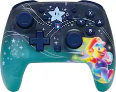Front. Hori - Wireless HORIPAD Turbo (Universe Mario) for Nintendo Switch 2 - Blue.